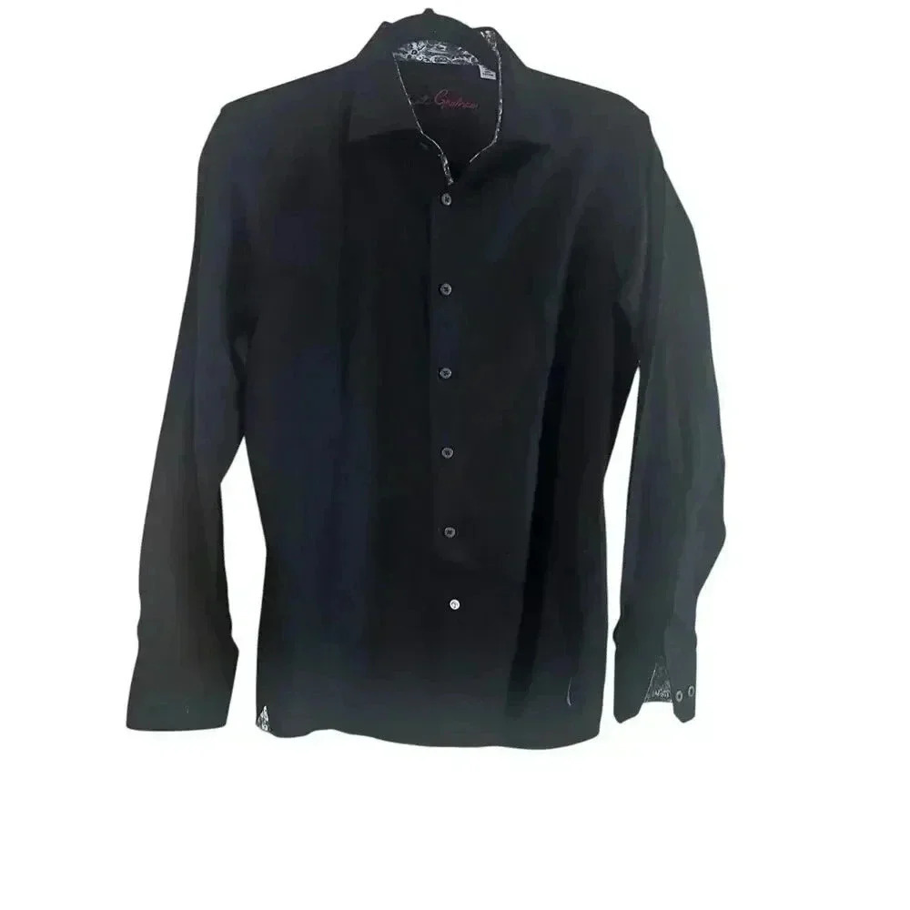Robert Graham xl Black Long Sleeve Black blue white Cuff Active/athleisure